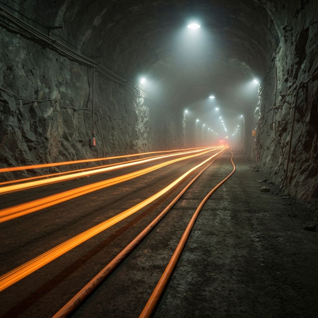 Mining lighting cables underground